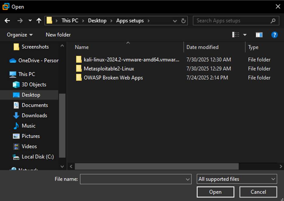 VMware File setup